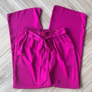 MELLODAY Vibrant Magenta Wide Leg Pants